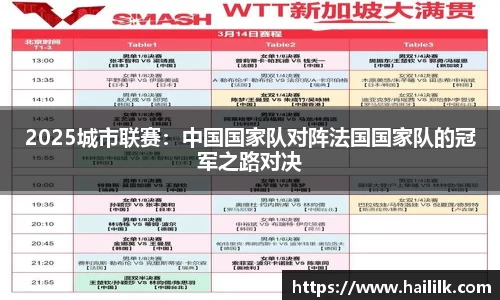 2025城市联赛：中国国家队对阵法国国家队的冠军之路对决