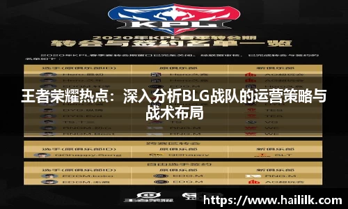 王者荣耀热点：深入分析BLG战队的运营策略与战术布局