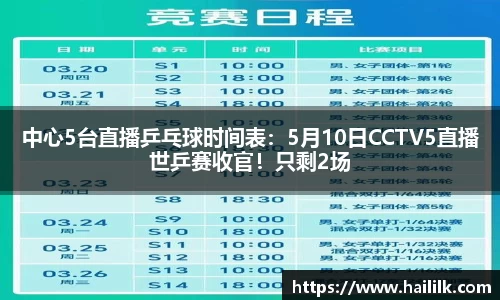 中心5台直播乒乓球时间表：5月10日CCTV5直播世乒赛收官！只剩2场